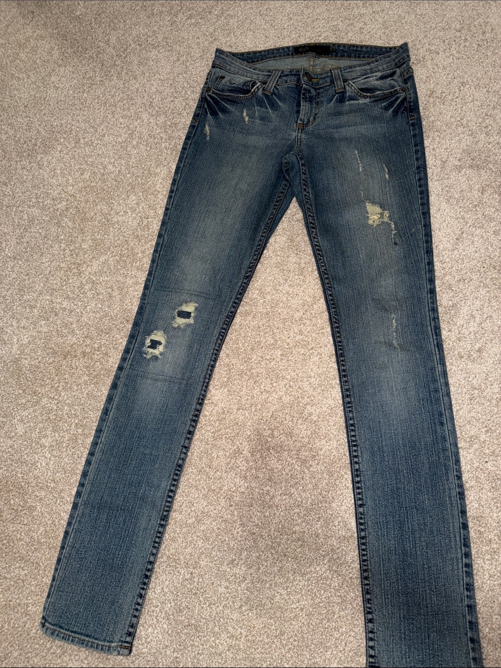 Women's Skinny Ripped Jeans - Dark Blue
